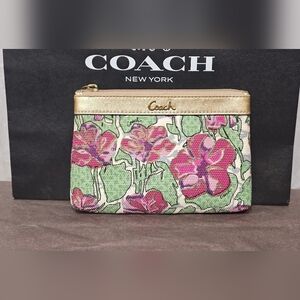 RARE Vintage Coach Ashley Iris Floral Fabric Wristlet ~ EUC